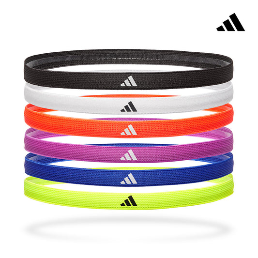 【Adidas 愛迪達】止滑運動髮帶組(深邃黑/冰晶白/炫目紅/丁香紫/海軍藍/螢光黃)