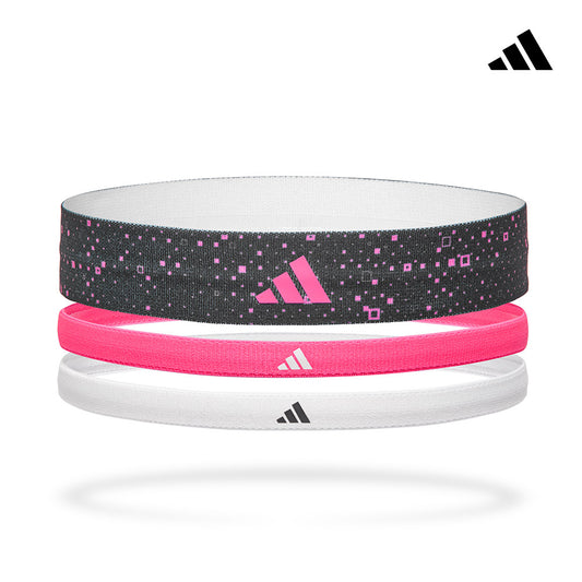 【Adidas 愛迪達】止滑運動髮帶組(炫彩黑/夢幻粉/純淨白)