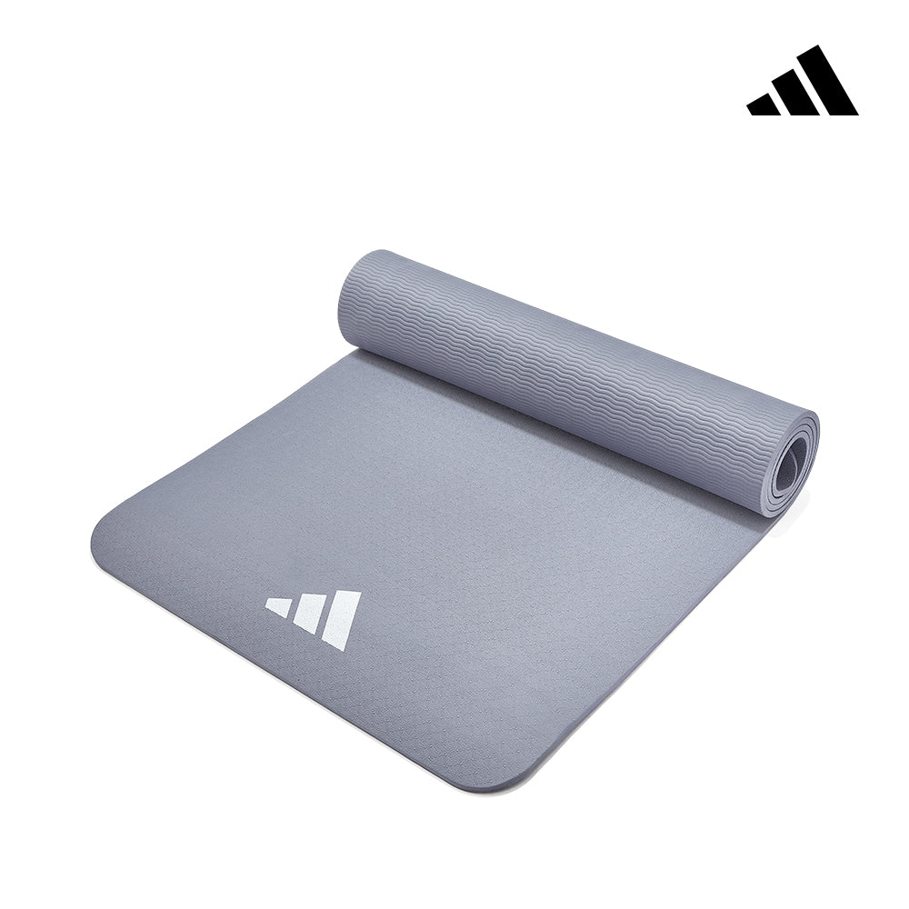 【Adidas 愛迪達】輕量波紋瑜珈墊-8mm(太空灰/櫻花粉)