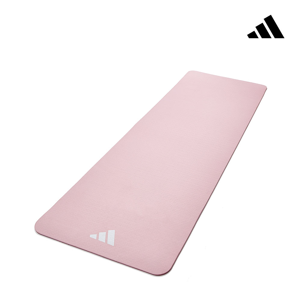 【Adidas 愛迪達】輕量波紋瑜珈墊-8mm(太空灰/櫻花粉)