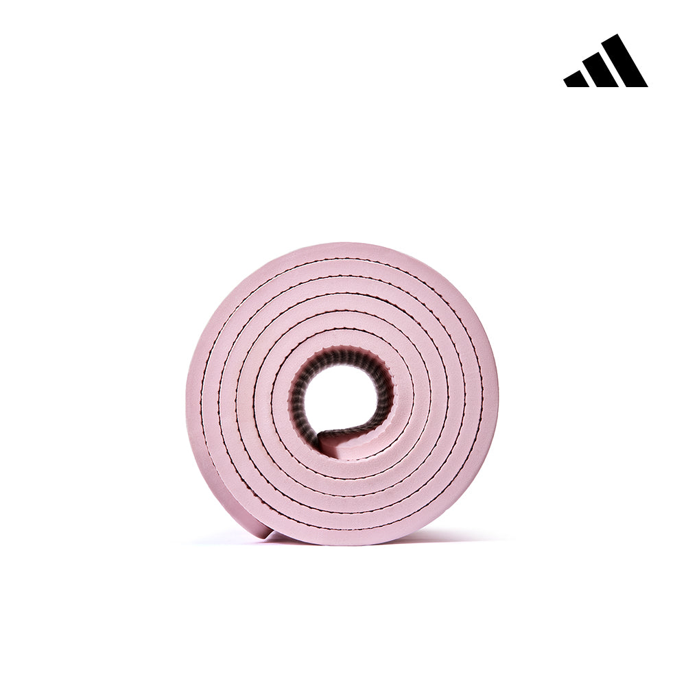 【Adidas 愛迪達】輕量波紋瑜珈墊-8mm(太空灰/櫻花粉)