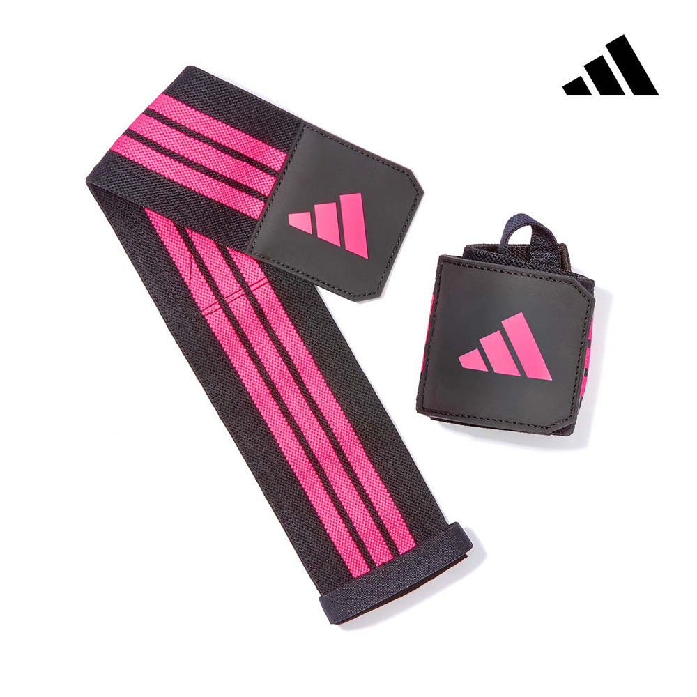 【Adidas 愛迪達】纏繞式加壓護腕-粉