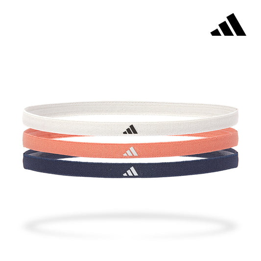 【Adidas 愛迪達】止滑運動髮帶組(簡約白/珊瑚橘/海軍藍)