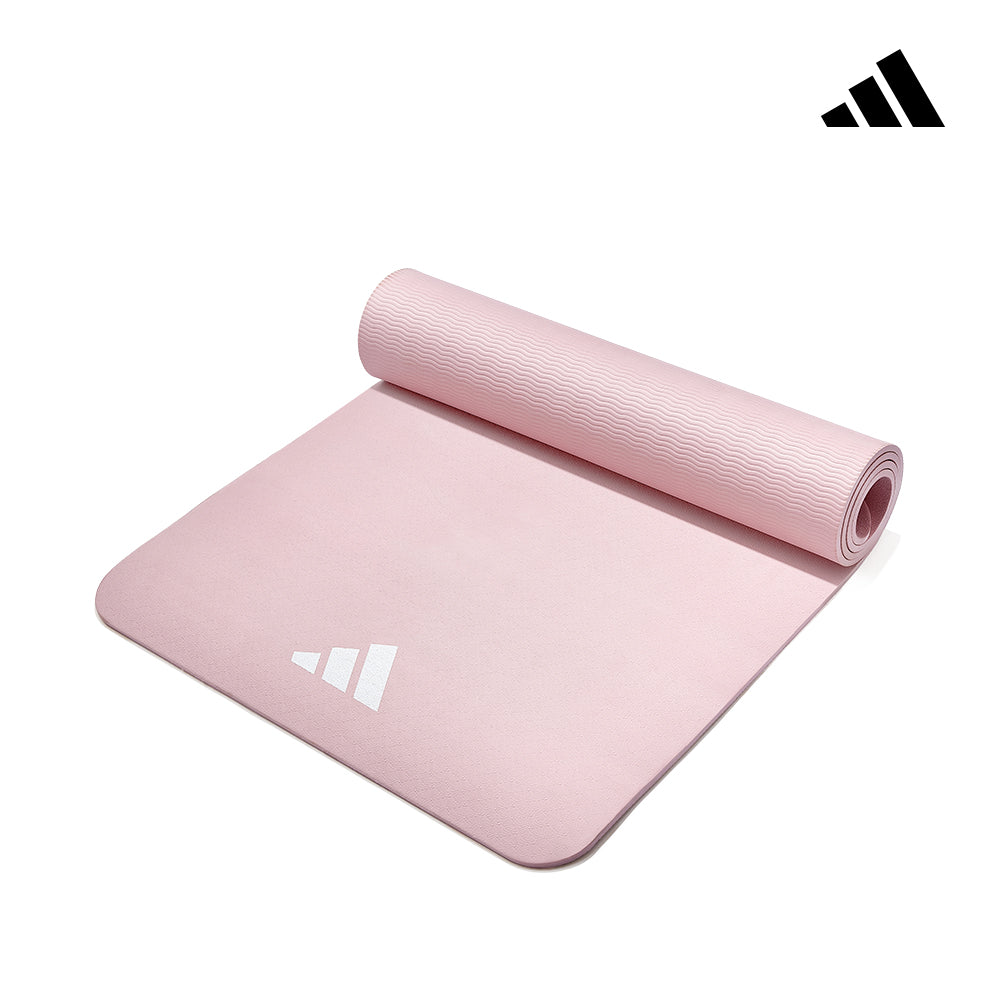 【Adidas 愛迪達】輕量波紋瑜珈墊-8mm(太空灰/櫻花粉)