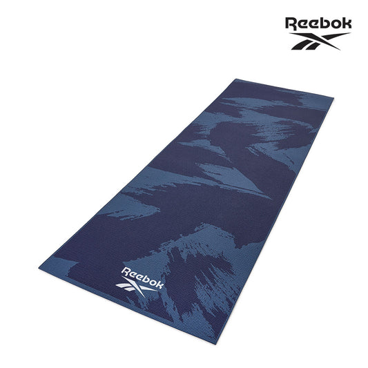 【Reebok】防滑波紋瑜珈墊-4mm(筆刷藍)