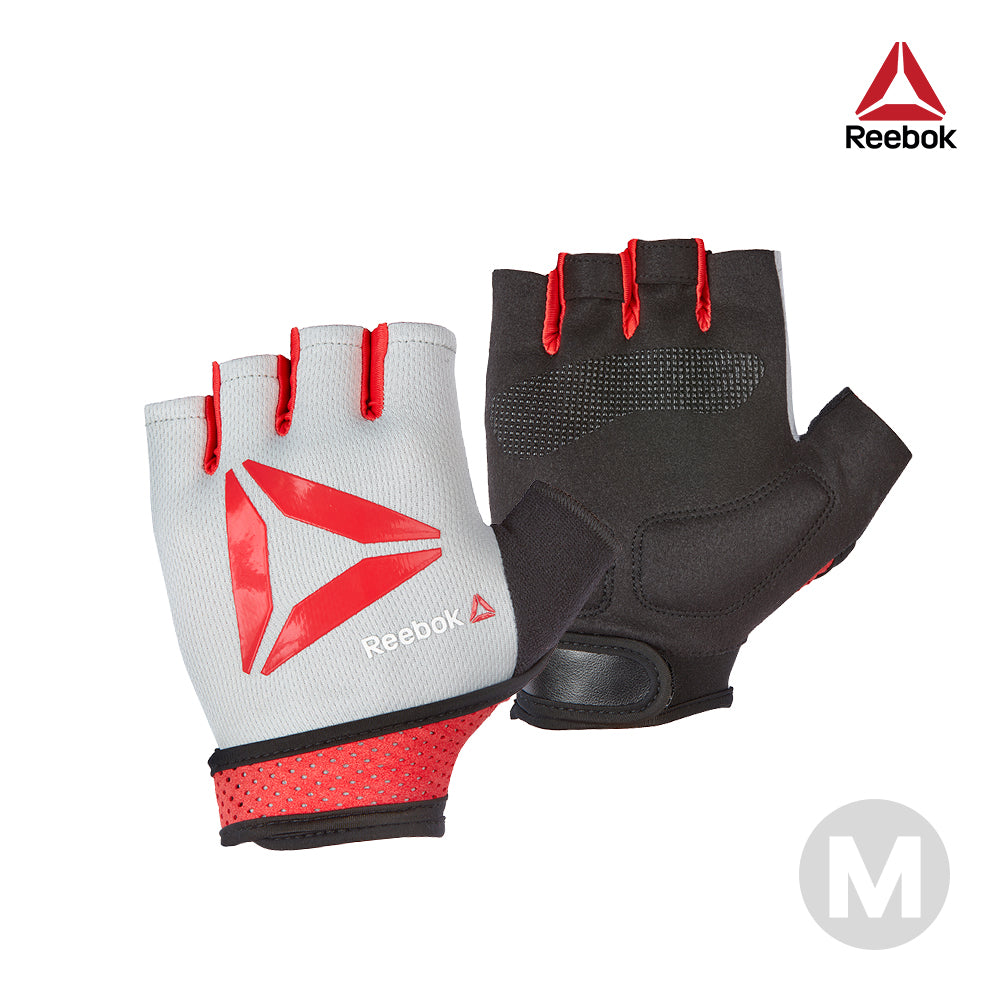 【福利品】Reebok 防滑短指訓練手套(紅)-S/M