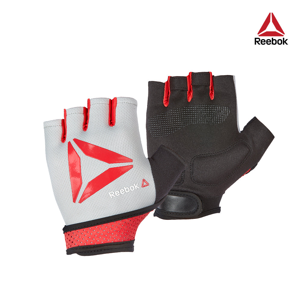 【福利品】Reebok 防滑短指訓練手套(紅)-S/M
