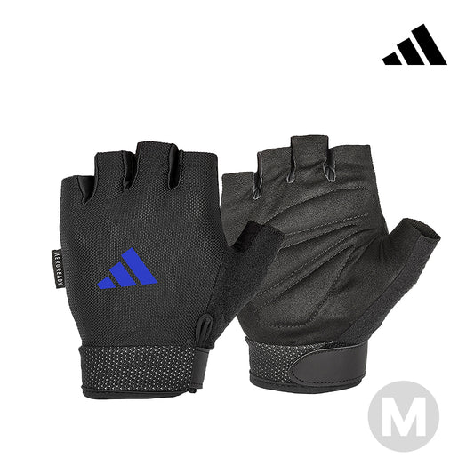 【Adidas 愛迪達】可調式透氣短指訓練手套(藍)-M/L