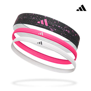 【Adidas 愛迪達】止滑運動髮帶組(炫彩黑/夢幻粉/純淨白)