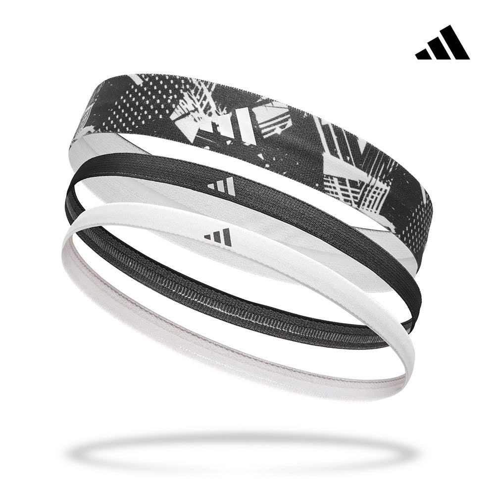 【Adidas 愛迪達】止滑運動髮帶組(塗鴉黑/午夜黑/雪花白)
