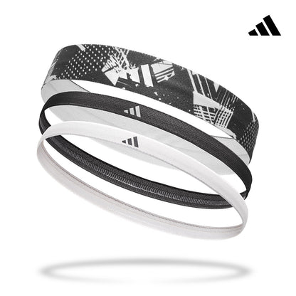 【Adidas 愛迪達】止滑運動髮帶組(塗鴉黑/午夜黑/雪花白)