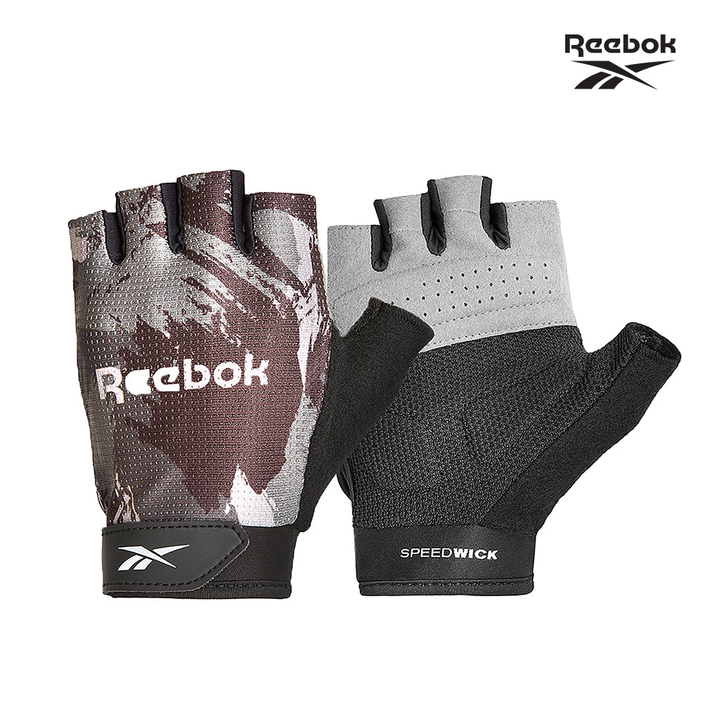 【Reebok】速乾透氣健身手套(迷彩灰)-S/M