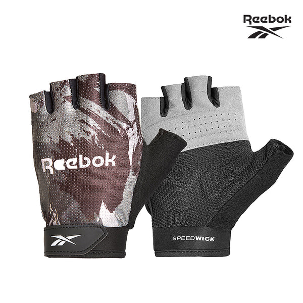 【Reebok】速乾透氣健身手套(迷彩灰)-S/M