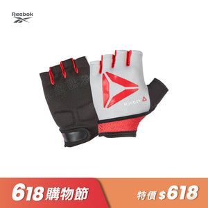 【Reebok】防滑短指訓練手套(紅)-S/M