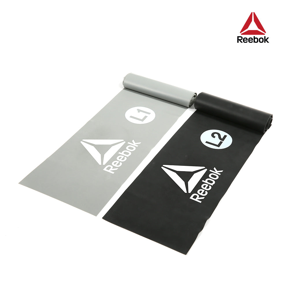 【Reebok】彈力訓練帶(2入)-0.35mm/0.5mm(灰/黑)