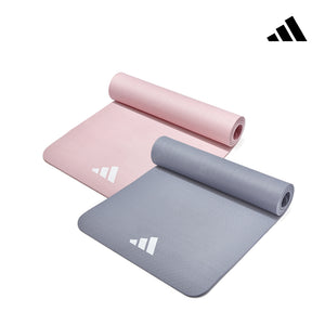 【Adidas 愛迪達】輕量波紋瑜珈墊-8mm(太空灰/櫻花粉)