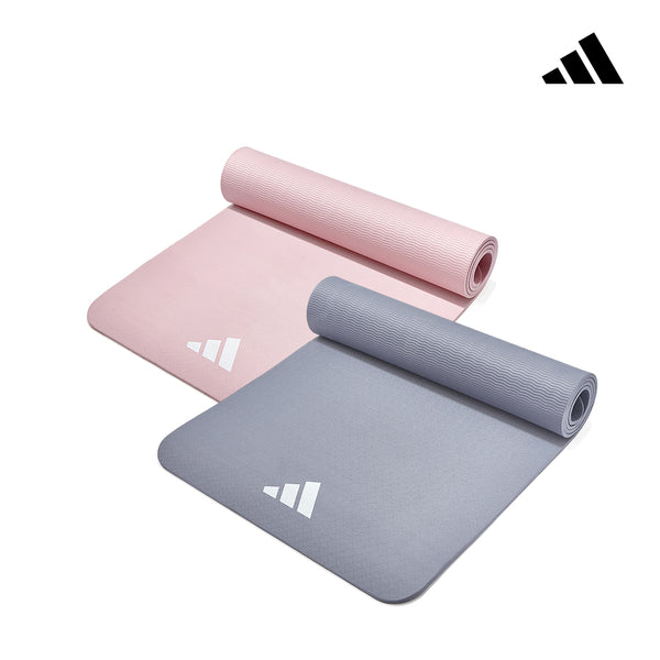 【Adidas 愛迪達】輕量波紋瑜珈墊-8mm(太空灰/櫻花粉)