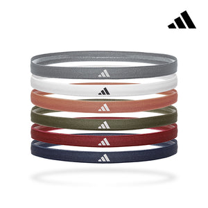 【Adidas 愛迪達】止滑運動髮帶組(冷冽灰/象牙白/焦糖棕/橄欖綠/寶石紅/海軍藍)