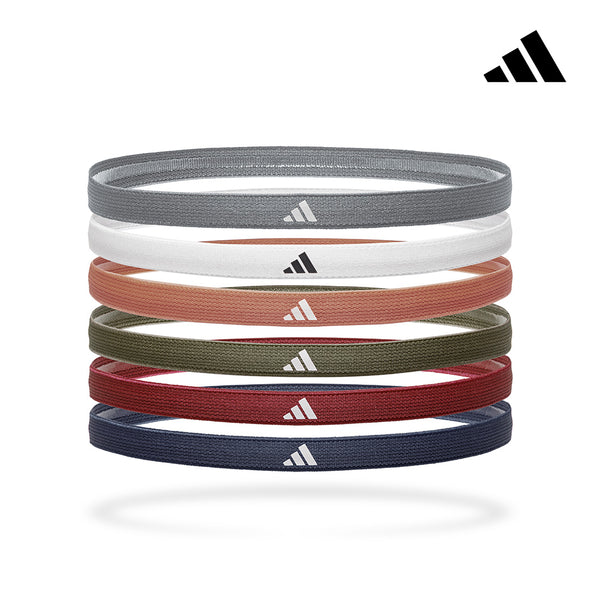 【Adidas 愛迪達】止滑運動髮帶組(冷冽灰/象牙白/焦糖棕/橄欖綠/寶石紅/海軍藍)