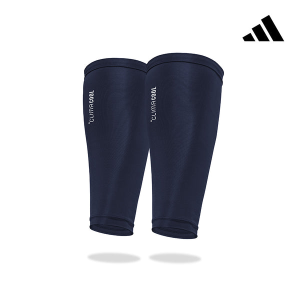 【Adidas 愛迪達】涼感抗UV運動小腿套(海軍藍/螢光綠)-S/M、L/XL
