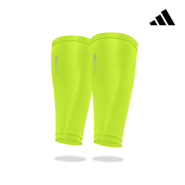 【Adidas 愛迪達】涼感抗UV運動小腿套(海軍藍/螢光綠)-S/M、L/XL