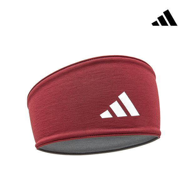【Adidas 愛迪達】雙面高彈性吸汗頭帶(煙燻紅)