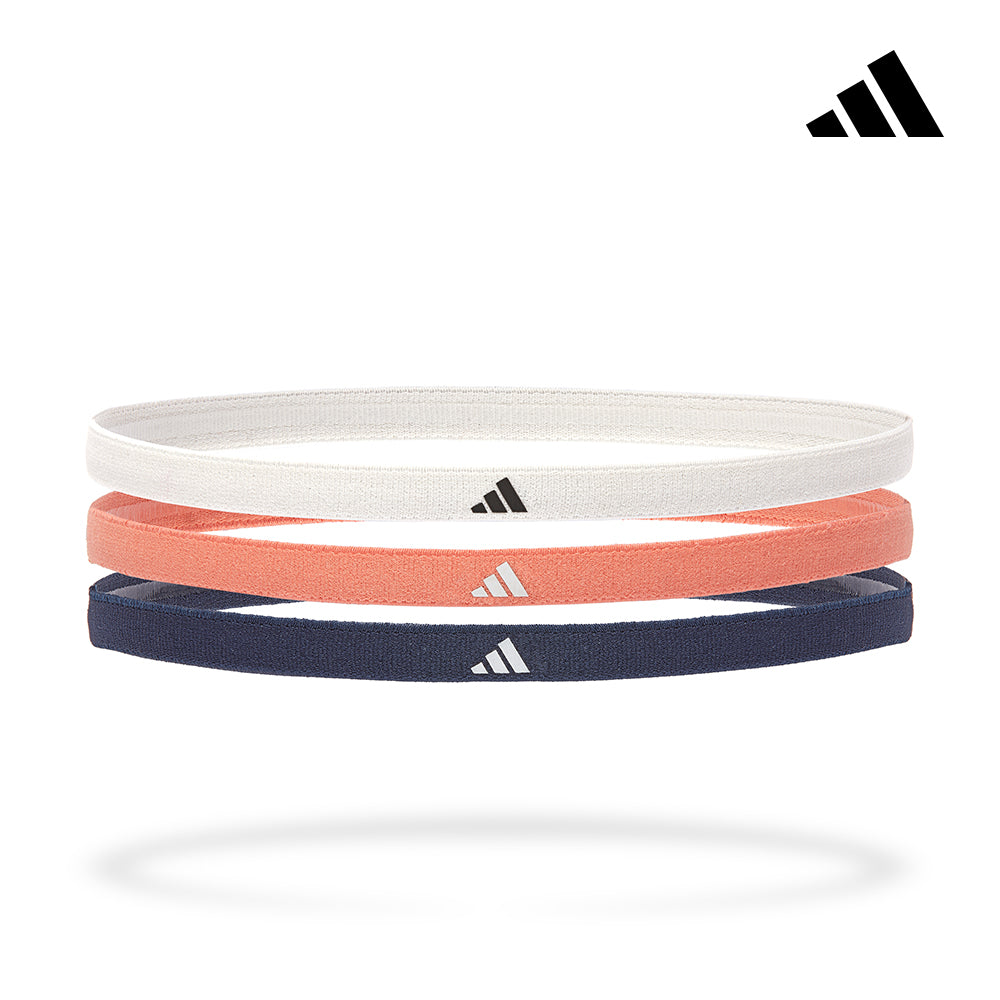 【Adidas 愛迪達】止滑運動髮帶組(簡約白/珊瑚橘/海軍藍)