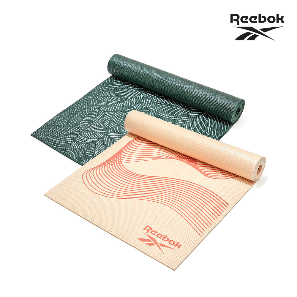 【Reebok】防滑舒適瑜珈墊-4mm(流線橘/夜幕綠)