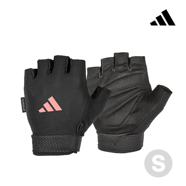 【福利品】Adidas可調式透氣短指訓練手套(粉)-S/M