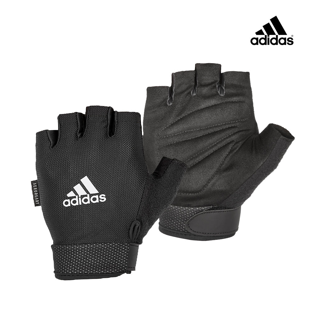 【Adidas 愛迪達】可調式透氣短指訓練手套(白)-S~XL
