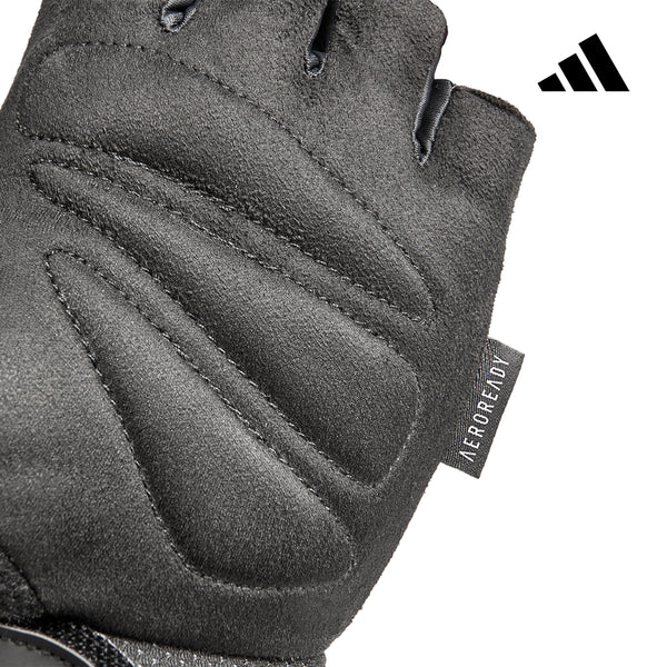 【Adidas 愛迪達】可調式透氣短指訓練手套(藍)-M/L