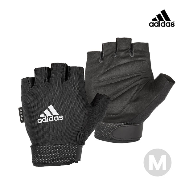 【Adidas 愛迪達】可調式透氣短指訓練手套(白)-S~XL